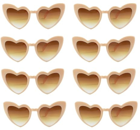RUWLFE 20 stücke Herzförmige Sonnenbrillen for Damen, Junggesellinnenabschiedsgeschenke, Gläser, Brautparty, Hochzeitsdekoration, Brautjungferngeschenke für Party(Gold)
