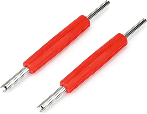 Leiwee Chiave per Valvole Pneumatici, Attrezzo Doppia Testa per Valvole Auto e Moto, Chiave per Smontaggio Valvole Gomme con Manico Antiscivolo in ABS, Lunghezza 123mm (Rosso)