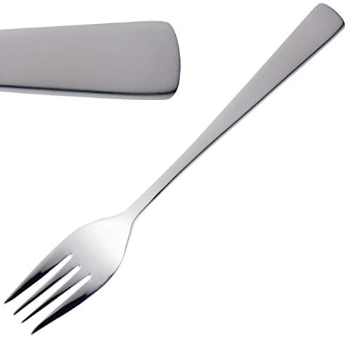 Olympia Clifton Table Fork 18/0 Stainless Steel, 208mm (Pack of 12) | Smooth, contemporary handle ensures comfortable dining, elevated by a high polish finish for modern table services.