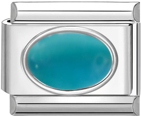 Quiges - 9mm Italian Style Charm Link Module en acier inoxydable Oeil de chat bleu pour les charme bracelets de style italien