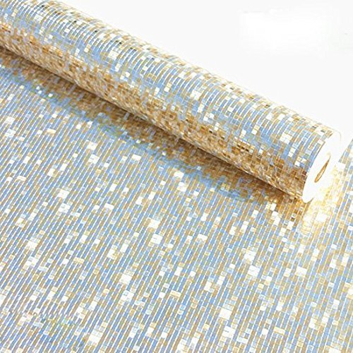 KeTian Premium-Tapete, dicke Goldfolie mit Flimmeroptik, als dekorative Wandgestaltung, PVC, pale gold, 0.53m (1.73' W) x 10m(32.8'L)=5.3m2 (57 sq.ft)