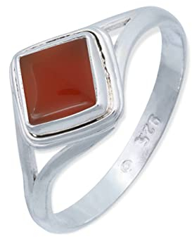 Ring 925 Silber Karneol orange roter Stein Edelstein echt Silber Damen Sterling Silber Geschenk (MRG-068-16-(50))