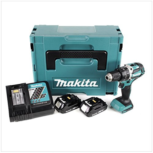 Makita DHP 484 RAJ Akku Schlagbohrschrauber 18 V 54 Nm Brushless + 2x Akku 2,0 Ah + Ladegerät + Makpac