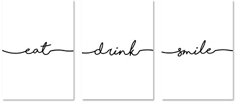PICSonPAPER Poster 3er-Set eat, Drink, Smile, ungerahmt 40 cm x 50 cm, Dekoration, Kunstdruck, Wandbild, Typographie, Geschenk (Ungerahmt 40 cm x 50 cm)