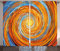 ABAKUHAUS Fraktal Rustikaler Gardine, Bunte Hippie-Art, Schlafzimmer Kräuselband Vorhang mit Schlaufen und Haken, 280 x 260 cm, Orange
