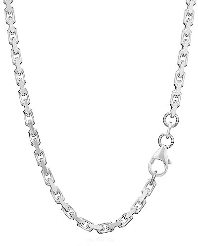 NKlaus Collana 50cm con catena ad ancora massiccia in argento 925 diamantata larga 3,00mm 8959