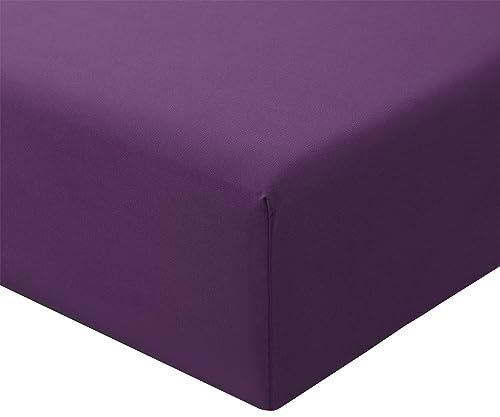 RUIKASI Double Fitted Sheet Deep - Purple Bottom Sheet for Double Size Bed with 40cm 16 Inches Extra Deep Sided Pocket, Soft Microfiber Bedsheet Ultra Deep Fit with Mattress
