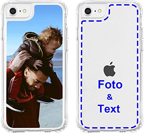 MXCUSTOM Personalisierte Handyhülle für Apple iPhone SE 2022/2020 iPhone 7/8, Benutzerdefiniert Hülle mit Eigenem Foto Bild Text Individuelle Schutzhülle[Weicher Stoßfänger+Harter Rückseite]CHT-CR-P1)
