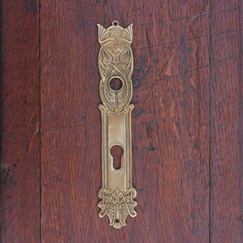 Antikas - Placa larga en estilo juvenil, herrajes de puerta como histórico, latón envejecido.