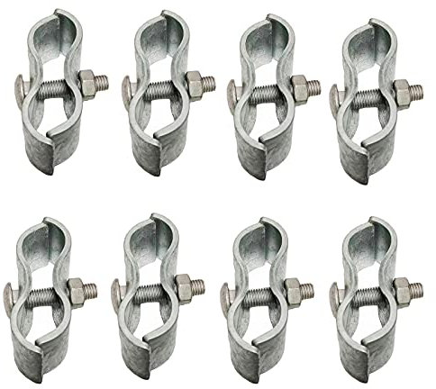 Chain Link Fence Panel Clamps - Dog Kennel Clamps: for 1-3/8 Chain Link Fence Pipe Panel Frames. for Dog kennels/Dog Runs, or Temporary Chain Link Fence. Saddle Clamps (8 Set)