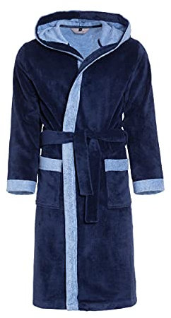 Revise RE-855 Accappatoio da uomo con fibra di bambù - asciugamano -sauna - piscina - Blu scuro - M