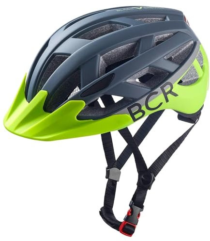 Black Crevice Fahrradhelm mit LED Rücklicht, Gunmetal/Lime, L (59-61 cm)…