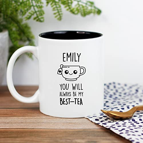 eBuyGB You Will Always Be My Best-Tea (Bestie) - Personalised Coffee Mug, 350ml Black Reveal Mug, Funny Mug, Birthday, Galentine's Day, Birthday Gift, Tea Pun Gift