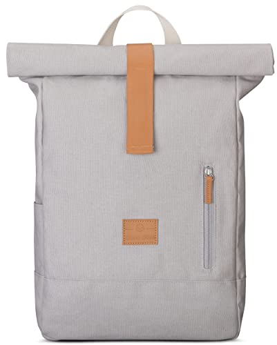 Johnny Urban Rucksack Damen & Herren Grau - Adam Medium - Rolltop Mit Laptopfach für Uni Business Schule - 15L - Baumwoll Canvas - Wasserabweisend