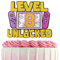 Girls Level 8 Unlocked Cake Topper, Glitter Girls Gaming 8th Birthday Cake Topper, Video Game Theme Party Decoration, Girl Gamer Birthday Favor