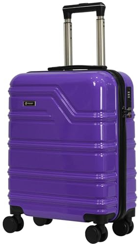 Rocklands London Lightweight 4 Wheel Hard Shell PC Luggage Suitcase Ryanair Cabin Travel Bag 55x40x20 cm - PC30 (Purple)