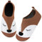 Kyopp Kinder Hausschuhe Junge Mädchen Pantoffeln Aquaschuhe Atmungsaktive Rutschfest Barfussschuhe Slipper Kindergarten Unisex (Stricken-Fuchs 22/23 EU)