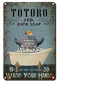 viemso Blechschild Totoro Badezimmer Totoro Bad Seife Toilette Dekoration wurde 1959 gegründet Vintage Metallschild für Garage Küche nostalgische Dekoration 20,3 x 30,5 cm