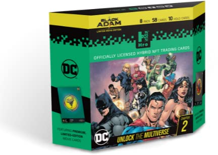 HRO DC Comics Unlock The Multiverse Chapter 2:8-Pack Premium Starter Box, Hybrid NFT, 58 Trading Cards Pack