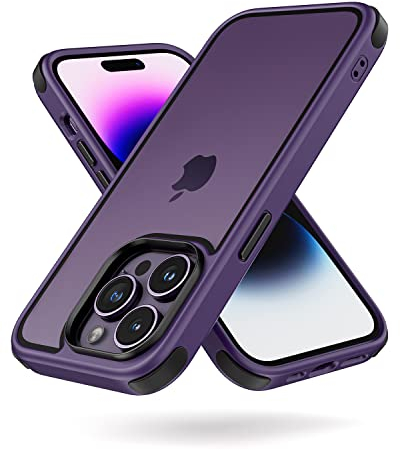 MobNano Funda iPhone 14 Pro Antigolpes Transparente Capa Silicona Bumper Case para iPhone 14 Pro 360 Grados Completa Protectora Funda - Morado/Negro