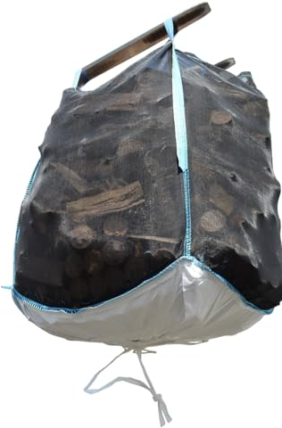 B teurobrecher - 5 Stück Woodbag Big Bag Holz 100x100x160 cm (ohne Inhalt) mit Sternboden (Boden zum Öffnen) mit Mosquito-Gewebe- Big Packs für Brennholz - stabil & luftdurchlässig