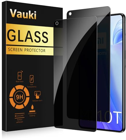 Vauki Protector Pantalla Privacidad para Xiaomi Mi 10T 5G/Mi 10T PRO 5G 2 Piezas,Cristal Templado Anti Espía,Anti-Espía Vidrio Película,9H Dureza,Anti-Arañazo,Sin Burbujas,Privacy Screen Protector
