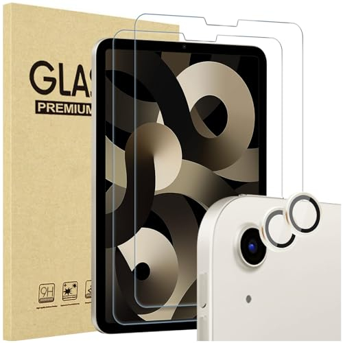 ProCase 2 Pezzi Pellicola iPad Air 5/4 Generazione 10,9 Pollici, Vetro Temperato con Protezione Obiettivo Fotocamera abbinata ai colori dell'iPad -Luce stellare