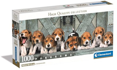 Clementoni Welpen Puzzle 1000 Teile Erwachsene - Panorama Puzzle Erwachsene in 98 x 33 cm - Puzzle Erwachsene anspruchsvoll von Clementoni 39869