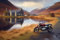 adrium Acryl-Bild 110 x 70 cm: Klassisches Motorrad, geparkt in einer malerischen Landschaft, erstellt mit generativer KI (209167570)