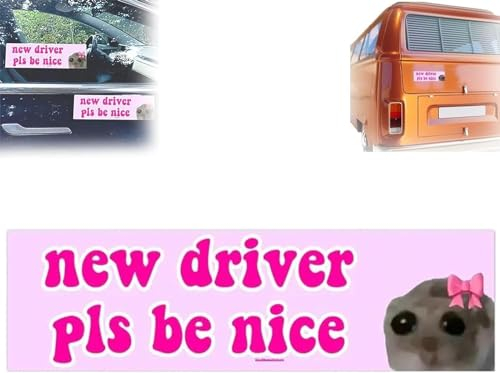 YXRRVING New Driver Please Be Nice Aufkleber, humorvoller Fahranfänger, Autoaufkleber, wasserdicht, einfach anzubringen für neue Fahrer