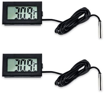 2 termometri digitali per frigorifero, Fahrenheit, display LCD elettronico, termostato per auto, acquario, frigorifero