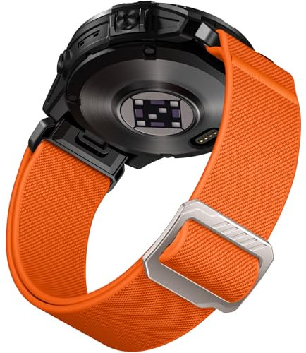Laffav Kompatibel mit Garmin Fenix 6 Pro & 7 Pro Armband, Nylon Elastisch QuickFit 22mm Ersatz Armband für Garmin Instinct, Epix Gen 2, Forerunner 965 & 955, Orange