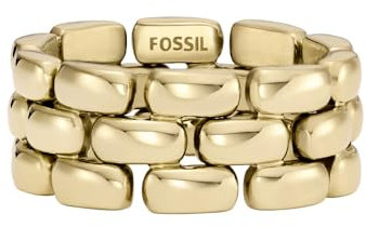 Fossil Damen-Edelstahlband Ringe, 6, Gelbgold