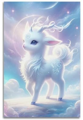 ZXJYMX Tier-Poster, Motiv: Heiliges süßes Einhorn, dekoratives Gemälde, Leinwand, Wandposter und Kunstdruck, moderne Familienschlafzimmer-Dekoration, Poster, 20 x 30 cm