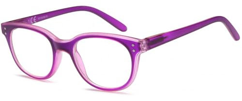 NEW VISION Occhiali da Lettura Donna Leggero Telaio Vintage Occhiali da Lettura Anti Luce Blu per Uomo Donna NV1201-B (Viola, 1, Diottria)