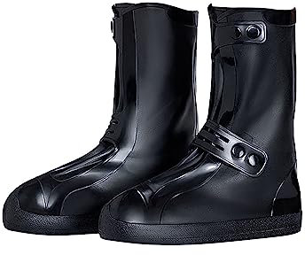 Generico Galosce Pioggia Donna Stivali Antipioggia Copriscarpe Antipioggia per Uomo e Donna Scarpe da Acqua cilindriche Copriscarpe Antipioggia e ispessite Stivali Gomma Pescatore Stivali (Black, 41)