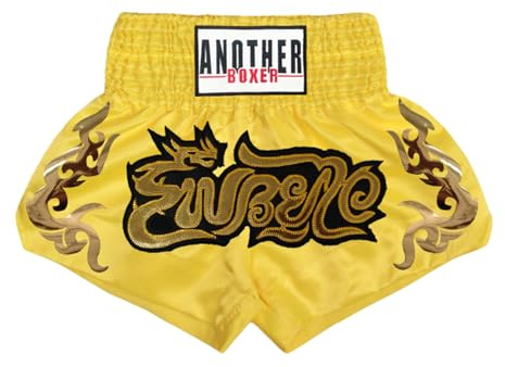 Aislor Pantaloncini Muay Thai Unisex Bambini Pantaloncini da Combattimento Kick Boxing Shorts Pantaloni Corti per MMA rappling Arti Marziali Competizione Giallo 5-7 Anni