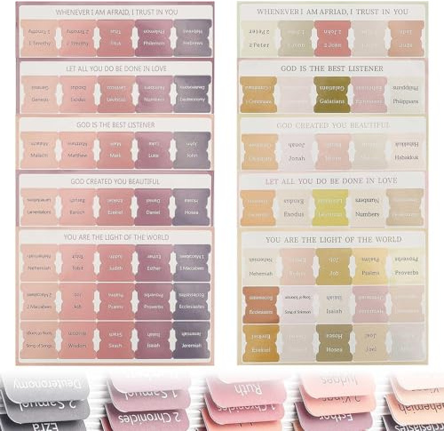 PARFCO Bibel Tabs, 10 Seiten 150 Stück Griffregister Bibel, 198 x 140 mm, Bibelregister Selbstklebend, 2 Farben, Bibelindex-Aufkleber, für Bibeln, Tagebücher und Notizbücher