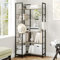 Hzuaneri 6 Ebenen Bücherregale, Eck-Bücherregal, Industrielle Bücherregale, L-förmiges Regal, Bodenstehendes Eckregal, für Schlafzimmer, Wohnzimmer, Arbeitszimmer, Greige-Schwarz BC29505B