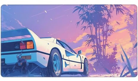 Alfombrilla de Ratón Gaming Grande XXL 1200x500x4mm con Bordes Cosidos, Tela de Micro Tejido, Base de Goma Antideslizante y Mouse Pad, para Teclado Escritorio, PC, Oficina Coche Deportivo Blanco Z1511