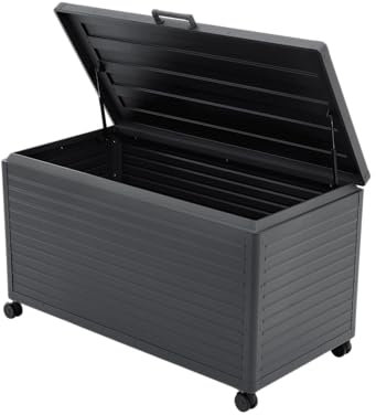 MIRADOR 142 Aufbewahrungsbox 715 Liter Aluminium Anthrazit Hohes Fassungsvermögen Garten Terasse Pergola Winterfest Stabil Pavillion