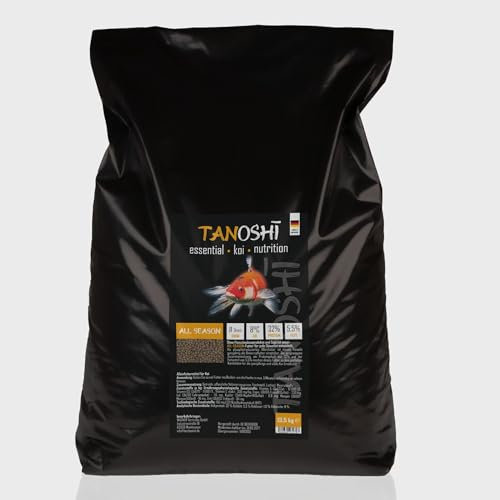 Tanoshi Koifutter - All Season - 3mm 13,5 kg | Schwimmendes Hauptfutter für eine ausgewogene Ernährung | Ganzjahresfutter mit Lachsöl | ab 8°C