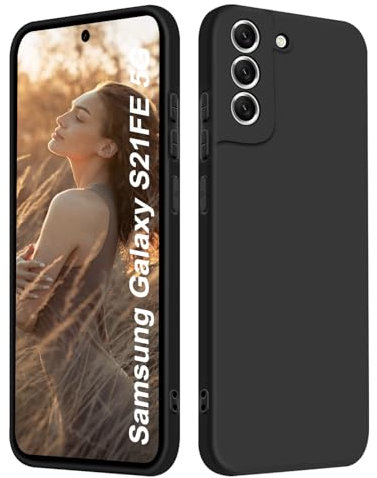 ISOI - Cover per Samsung Galaxy S21 FE 5G, Custodia Morbida in Silicone Liquido, Protezione Completa Antiurto Ultra Sottile per il Corpo - Nero