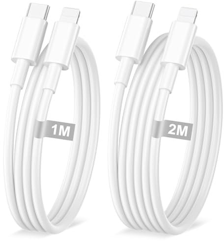 Cable iPhone USB C 1M+2M 2Pack[Certifié MFi], Cable USB C vers Lightning Cable Chargeur USB c Cable Charge Rapide Câble Lightning 2M Fil iPhone Cordon USBC pour 14/13/12 Pro Max/11/XS/XR/8/7/6/SE/iPad