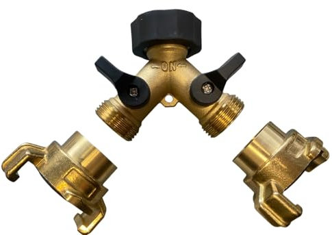 Solid Brass geka Type Claw Fittings with Brass Two Way tap Splitter,fits taps with,3/4 bsp Thread,as Used by Professional Gardeners,Landscapers and Nursery Workers