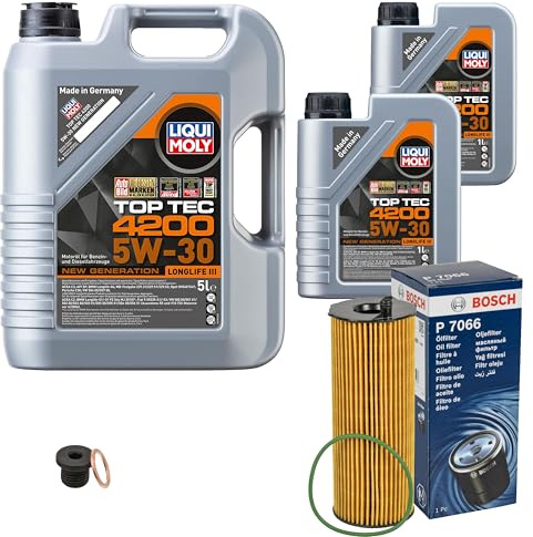 Inspektionspaket Filterset mit Motoröl Top Tec 4200 5W-30 Ölfilter Verschlussschraube