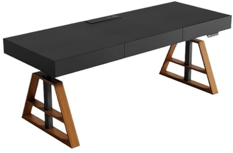 GEK208130 Einfach Elektrischer Hubtisch, schwarzer Stehschreibtisch mit Schubladen und USB-Ladeanschluss, höhenverstellbarer Home-Office-Schreibtisch Schreiben(L)