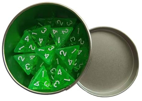 TTETTZ 25 Stück Polyhedral Würfel Acryl Mehrseitige D4 Würfel Rollenspiel Würfel Sammlung mit Tragbarer Box Und Weißen Zahlen für Rollenspiele Brettspielaben, GrÜn
