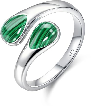 Keltische Ring 925 Sterling Silber Ringe für Damen Moosachat/Türkis/Mondstein/Bernstein/Malachit Ringe Geschenk für Weihnachten Muttertag Valentinstag