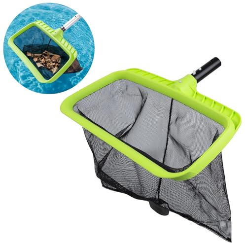 Huanmin Pool Kescher Profi Bodenkescher Tief Kescher Extra Großer 46,5 × 36,5 x 35 cm Laubkescher Pool, Skimmer Netz Feinmaschig, Poolkescher mit Kunststoffrahmen für Pool, Teich & Whirlpool